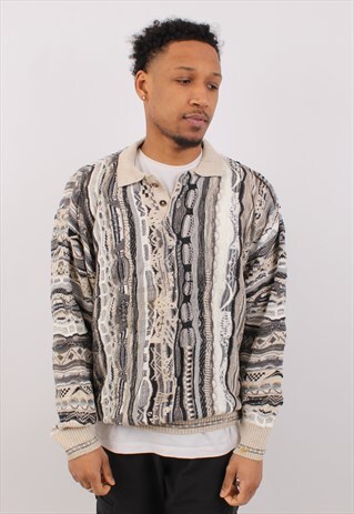 VINTAGE MEN'S PRESWICK COOGI STYLE BUTTON UP CARDIGAN