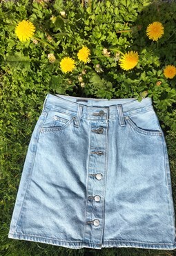 90's Style Light Stonewashed Blue Button Up 501 Levi's Skirt