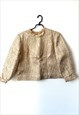 RETRO GOLD SHORT BOHO BLOUSE WITH CROCHET COLLAR 