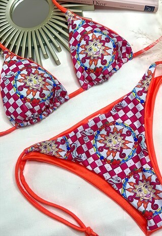 Orange sicilian sole two pieces bikini