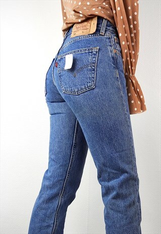 VINTAGE MEDIUM BLUE LEVI'S 501 HIGH WAISTED 004 JEANS