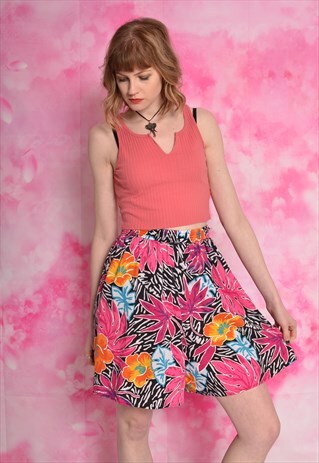 VINTAGE TROPICAL PATTERNED ELASTICATED FESTIVAL SHORTS