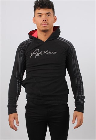 ADIDAS MEDIUM BLACK PRINT SPELL OUT HOODIE
