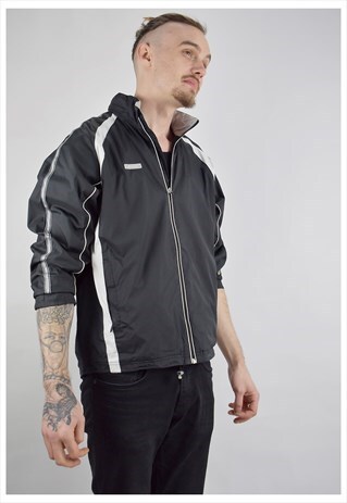 VINTAGE 90S CHAMPION ZIP-UP WINDBREAKER WITH HIDDEN HOOD