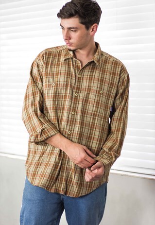 VINTAGE PATAGONIA SHIRT FLANNEL LOGO 90S L 9.7