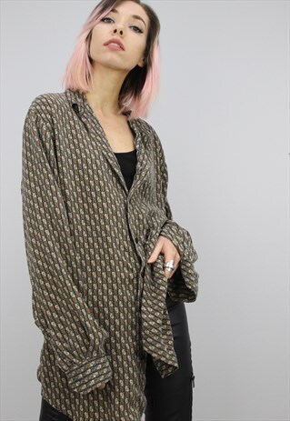 VINTAGE 80S/90S OVERSIZED PATTERNED SILK SHIRT