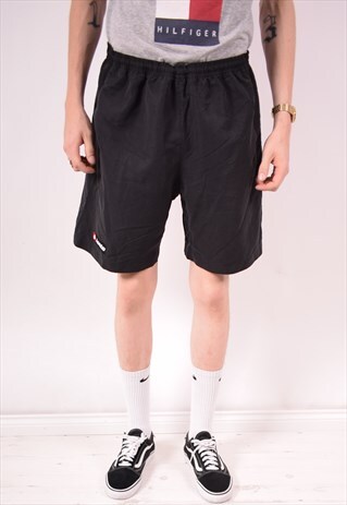 LOTTO MENS VINTAGE SHORTS LARGE BLACK 90S