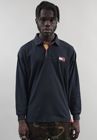 VINTAGE 90'S TOMMY HILFIGER COLOUR BLOCK COLLAR POLO SWEATER
