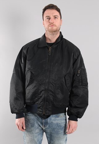 VINTAGE MA-1 PADDED PUFFER BOMBER JACKET 2XL