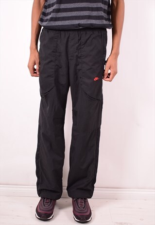 NIKE MENS VINTAGE TRACKSUIT TROUSERS MEDIUM BLACK 90S