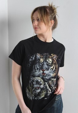 Vintage Y2K Tiger Graphic T-Shirt Black