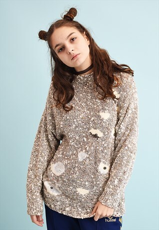 90'S RETRO JAZZY NEUTRAL MOMS KNIT JUMPER