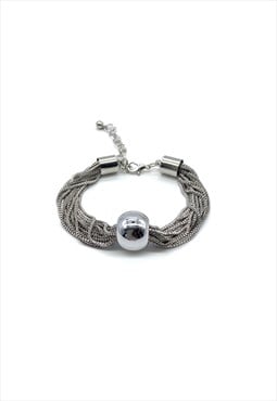 Multi Row Ball Chain Bracelet In Silver