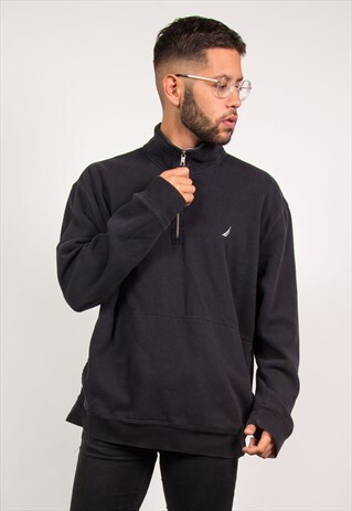 NAUTICA BLACK 1/4 ZIP SWEATSHIRT