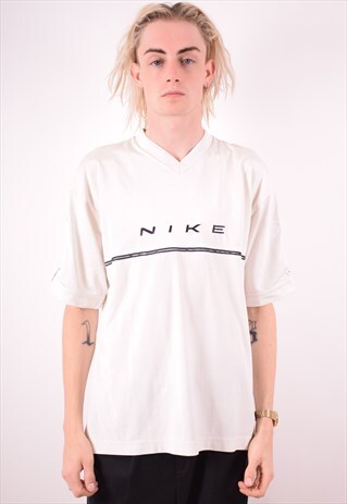NIKE MENS VINTAGE T-SHIRT TOP LARGE WHITE 90S