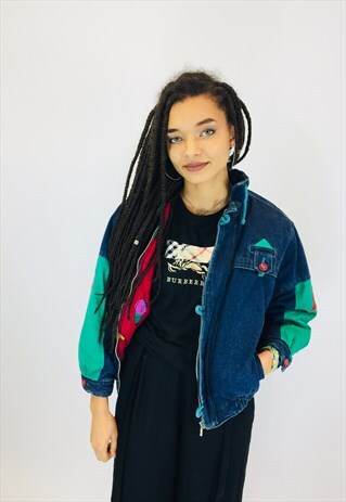 VINTAGE 80S DENIM EMBROIDERED JACKET