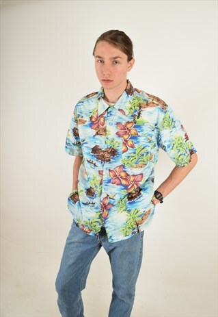 VINTAGE TOMMY HILFIGER SHIRT FESTIVAL TROPICAL PRINT (3332)