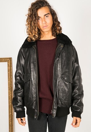 VINTAGE 80S AVIATOR LEATHER JACKET / R016