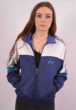 VINTAGE ASICS TRACKSUIT TOP JACKET BLUE