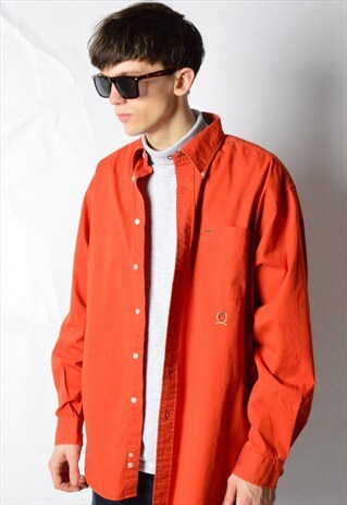 VINTAGE 90S ORANGE TOMMY HILFIGER LONG SLEEVE SHIRT