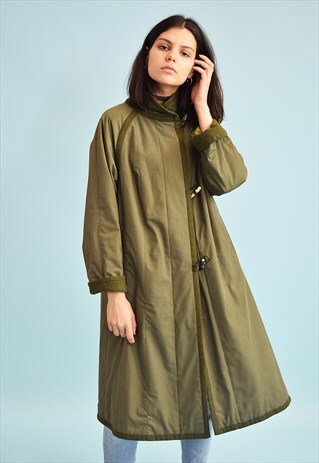 VINTAGE 70'S RETRO KHAKI TRENCH DUFFLE COAT