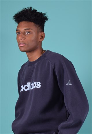 VINTAGE ADIDAS NAVY EMBROIDERED SWEATSHIRT