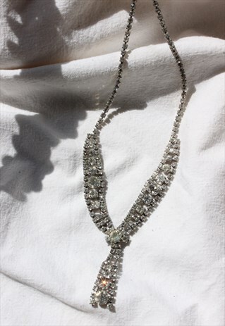 VINTAGE MID CENTURY DIAMANTE RHINESTONE COCKTAIL NECKLACE