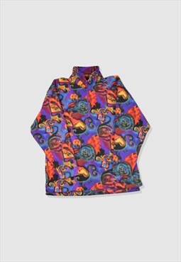 Vintage 90s Crazy Abstract Pattern 1/4 Zip Fleece