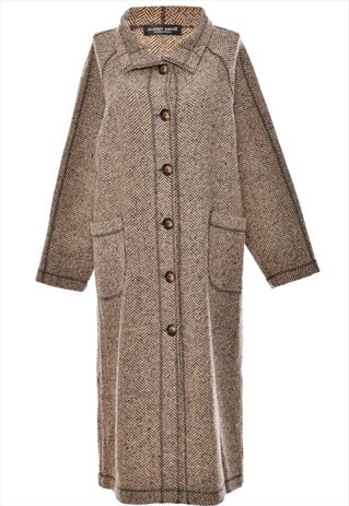 BEYOND RETRO VINTAGE HERRINGBONE TWEED BROWN & OFF-WHITE COA