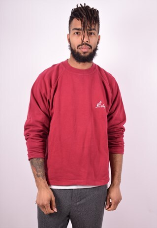 AUSTRALIAN MENS VINTAGE SWEATSHIRT JUMPER MEDIUM MAROON 90'S