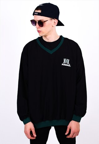 VINTAGE 90S BLACK MINIMALIST V-NECK JACKET