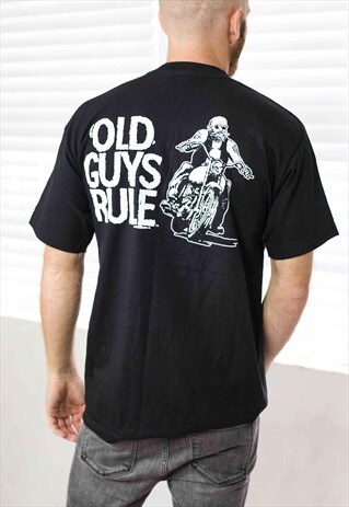 VINTAGE OLD GUYS RULE BIKERS' T-SHIRT LOGO 90S M 7.5