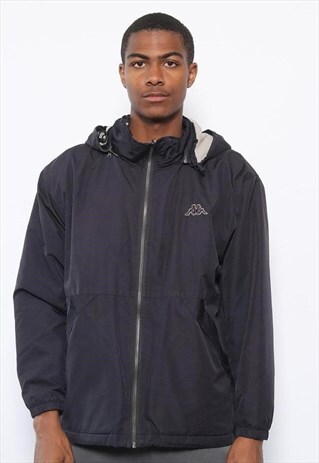 VINTAGE KAPPA LOGO HOODED JACKET BLACK