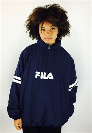 VINTAGE FILA FLEECE LINED PULLOVER COAT