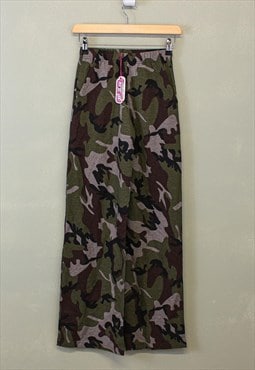 Vintage Y2K Camo High Waisted Leggings Multicolour Wide Leg