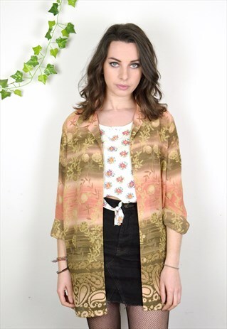 90S VINTAGE ORANGE ABSTRACT PATTERN SHIRT