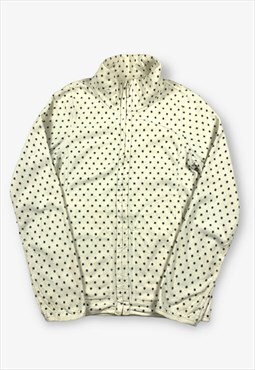Vintage Uniqlo Polka Dot Fleece Jacket White Medium BV15280