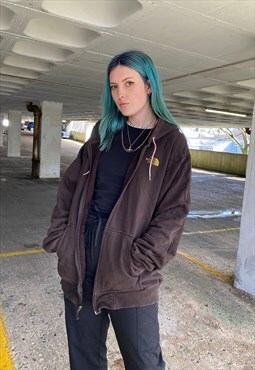 Vintage 90s The North Face Brown Embroidered Hoodie