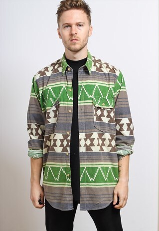VINTAGE AZTEC PATTERNED SHIRT