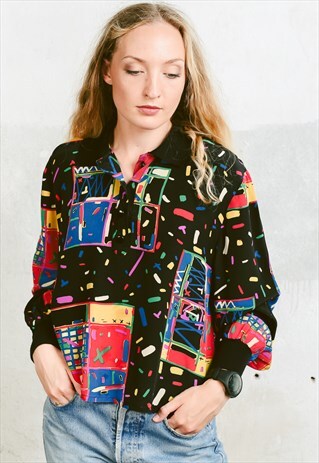 VINTAGE 90S PATTERNED SILK SHIRT