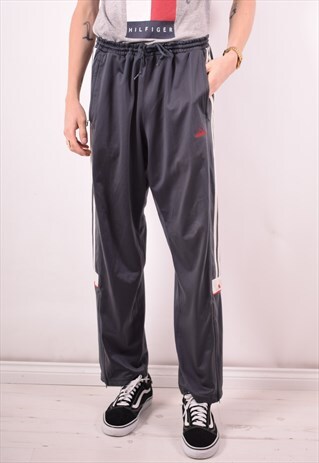 ADIDAS MENS VINTAGE TRACKSUIT TROUSERS MEDIUM GREY 90S