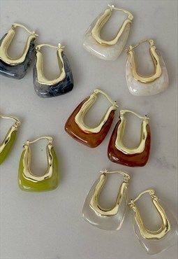 transparent jelly resin statement hoop earrings 