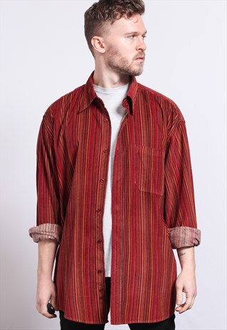 VINTAGE CORDUROY CORD STRIPED SHIRT