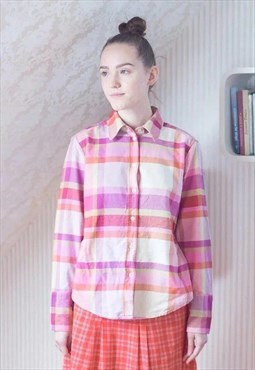 Pink and yellow checked flannel vintage shirt