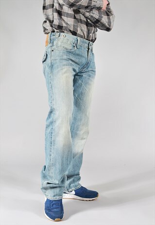 VINTAGE LEVI'S 559 LIGHT BLUE FADED CINCHED RELAXED JEANS