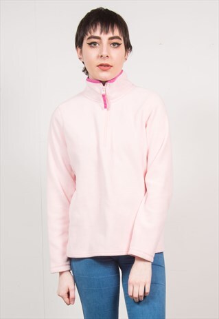 BABY PINK QUARTER ZIP FLEECE JUMPER