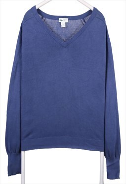Vintage 90's Lacoste Jumper / Sweater Knitted V Neck Blue