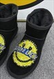 CUSTOMIZED SMILEY BOOTS EMOJI DIAMONDS SHOES IN BLACK