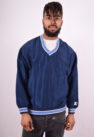 STARTER MENS VINTAGE PULLOVER JACKET MEDIUM NAVY BLUE 90'S