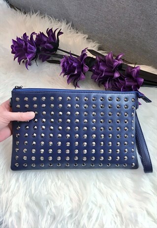 BLUE STUDDED CLUTCH / CROSSBODY BAG